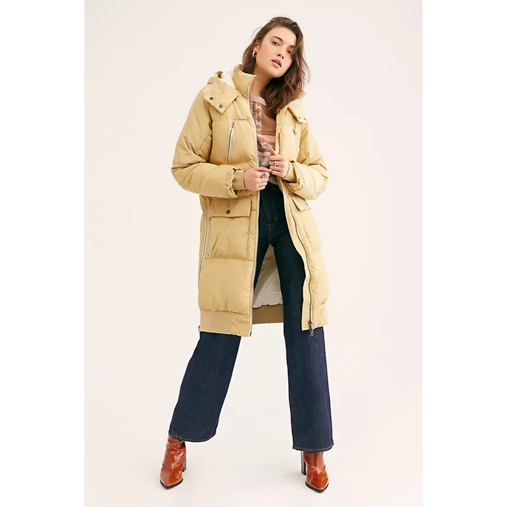 NWT Free People Oslo Longline Puffer Coat Sand Beige Large